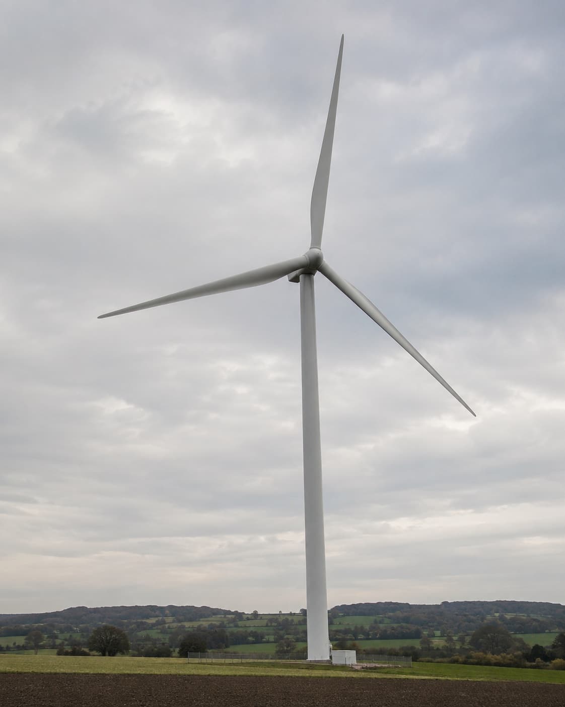 A wind turbine in open countryside