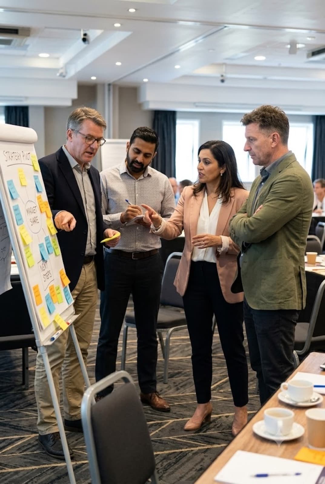 A senior team working through a strategy session with a Lequin coach