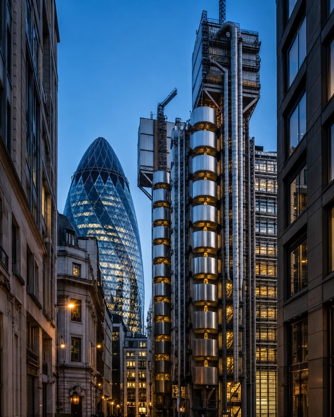 The City of London financial district at dusk